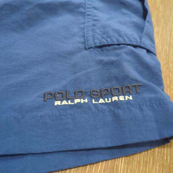 VTG Polo Sport Ralph Lauren Men's Large Nylon Shorts Royal Slate Blue Cargo Y2K - Picture 2 of 9